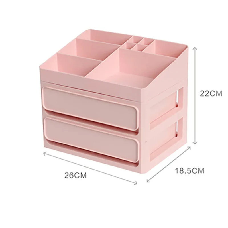 Pink 3 Layer Многослойная коробка для хранения косметики контейнер для ногтей шкатулка держатель настольный чехол для хранения Sundry пластиковый косметический с выдвижным органайзером для макияжа - Цвет: Pink 3 Layer