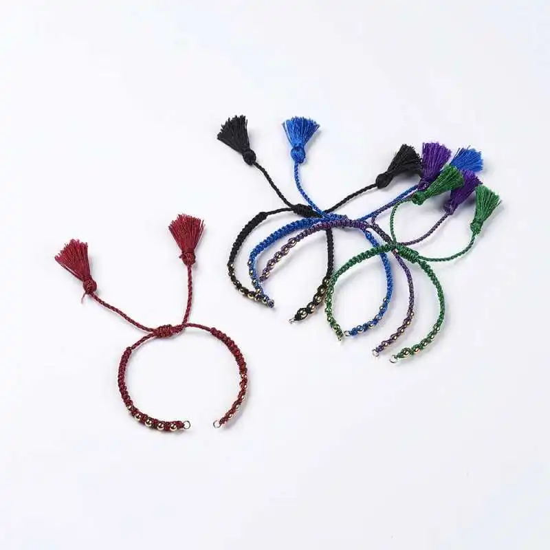 

10pcs Polyester DIY Braided Bracelet Makings Tassel Pendant for Jewelry Making DIY Bracelet Findings 250mm Tassels: 24x5mm
