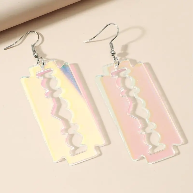 Блестящие акриловые серьги Cyberpunk с блестками нот и ракетами крупные необычные