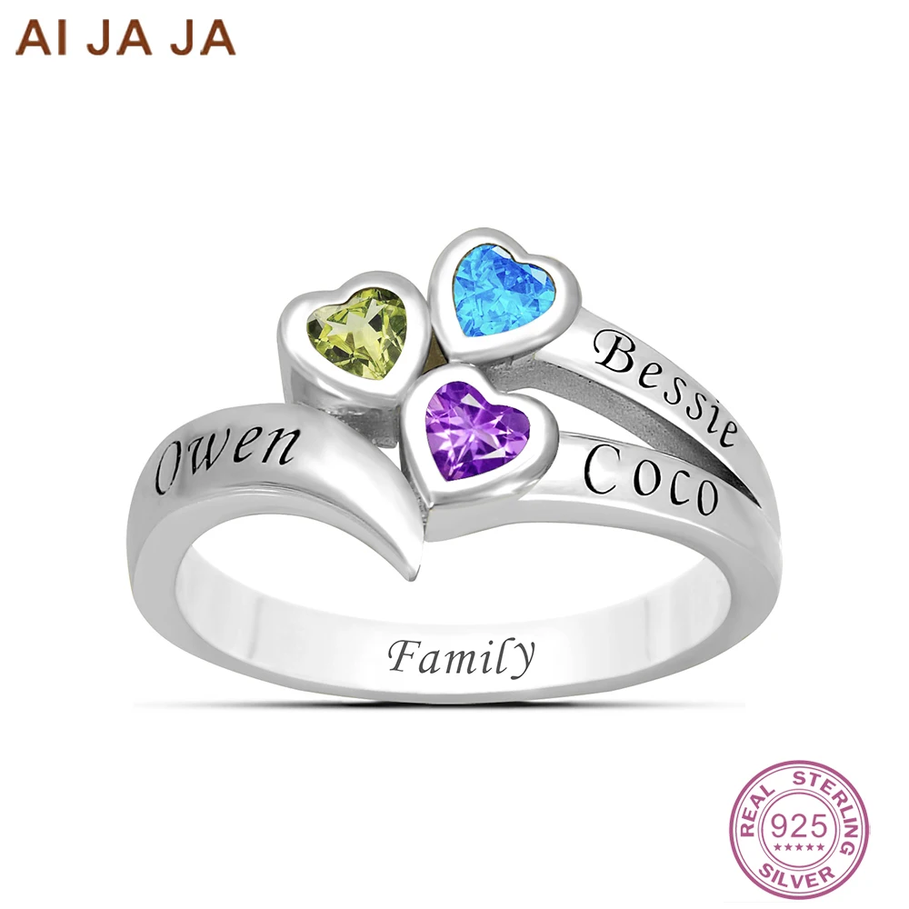 Кольца AIJAJA с камнями по месяцу рождения На заказ из стерлингового серебра 3