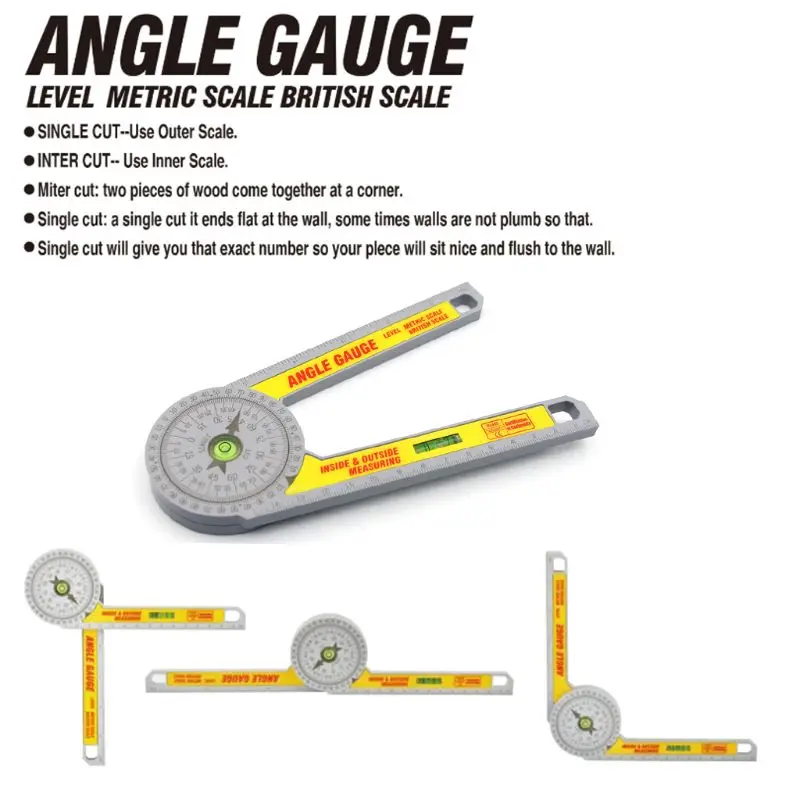 

2021 New 360 Degree Miter Saw Protractor High Accuracy Angle Finder Measuring Ruler Tool
