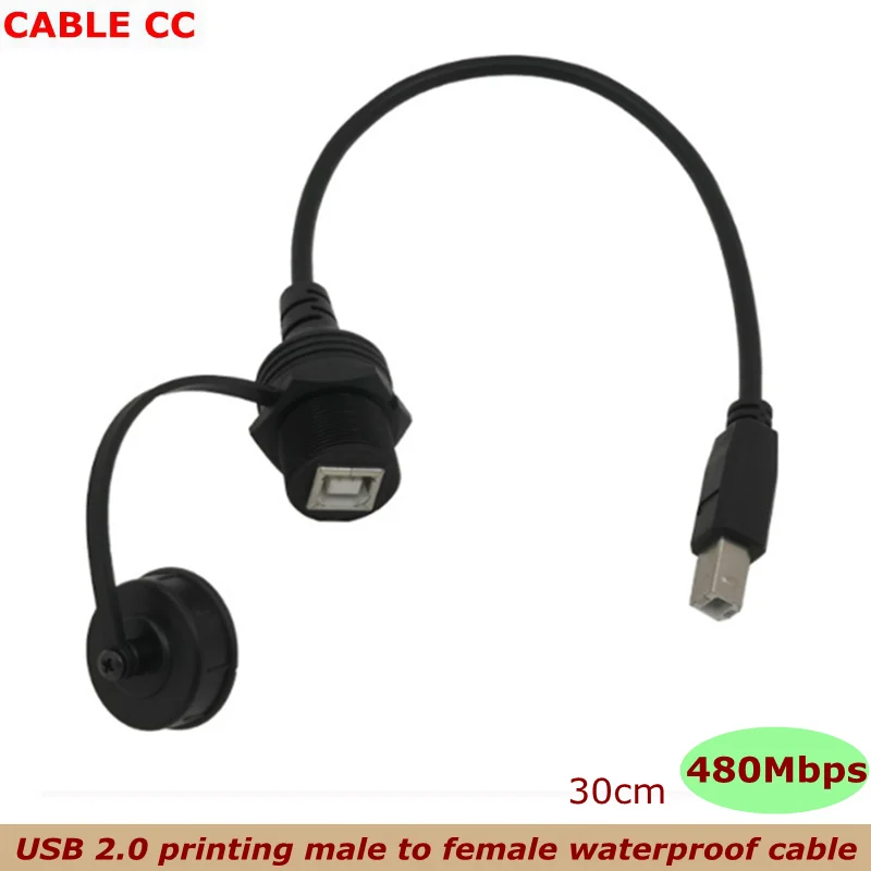 

USB 2.0 B IP67 Printed Male to Female Waterproof Cable For Embedded Installation in Dashboards of Automobiles,Ships, Motorcycles