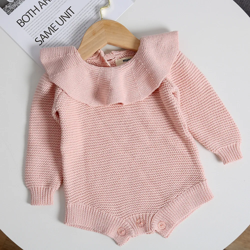 Весенне-осенние вязаные комбинезоны для новорожденных девочек и мальчиков с