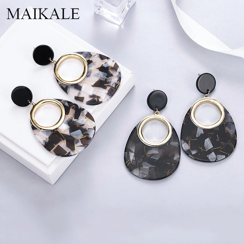 Женские акриловые серьги MAIKALE большие круглые серьги-капельки из смолы в стиле