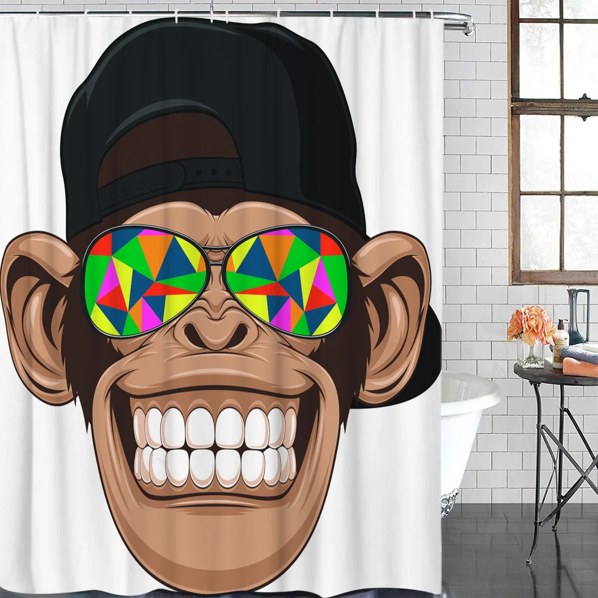 Красочные Солнечные очки обезьяна зубы Душ занавес водонепроницаемый и Mildewproof
