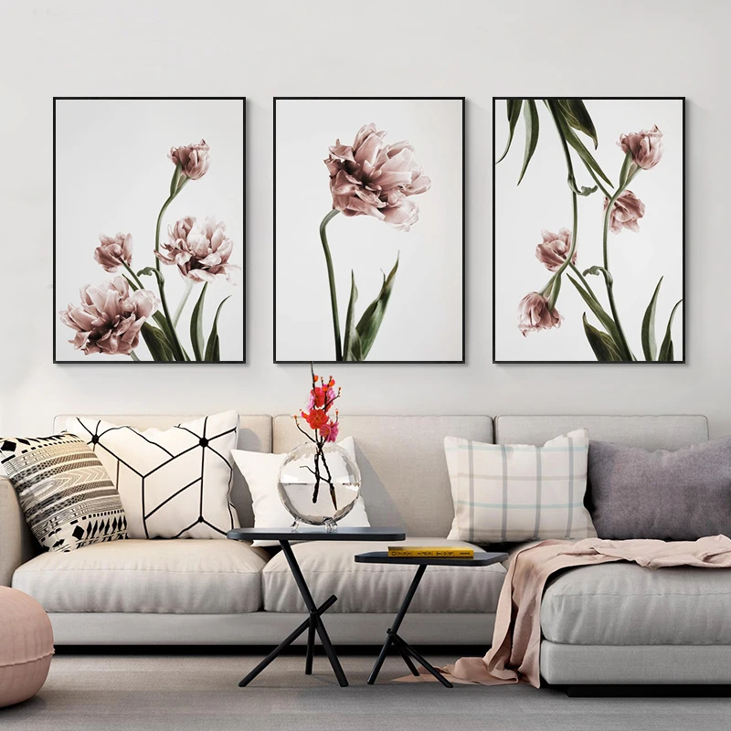 

Tulip Home Decor Canvas Flower Posters and Prints Nordic Modern Wall Modular Pictures For Living Room Canvas Print Oil Painting