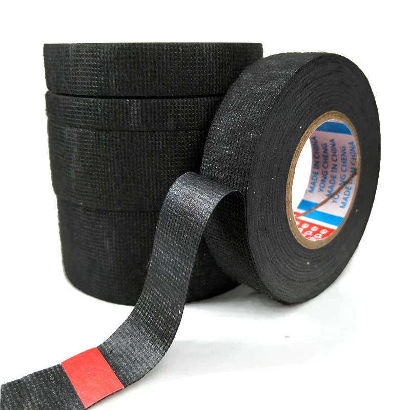 

Black Color 1 Roll Width 9/15/19/25/32MM Length 15M Wiring Harness Tape Strong Adhesive Cloth Fabric Tape For Looms Cars