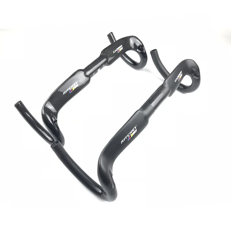 Цена Сверхлегкий изгибающийся руль для дорожного велосипеда из углеродного волокна, 420x40, 0/440/мм