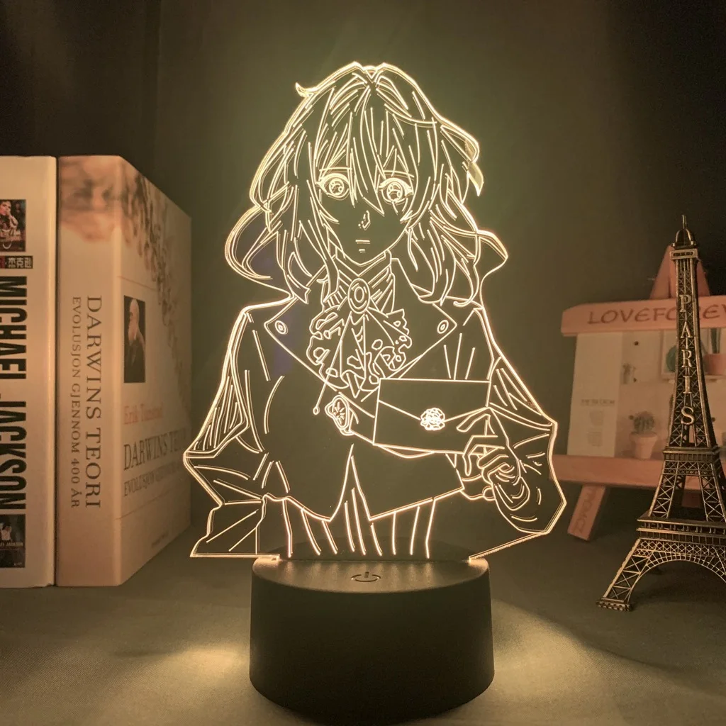 

Acrylic Led Night Light Lamp Anime Violet Evergarden for Bedroom Decorative Room Nightlight Birthday Gift 3d Table Light Manga