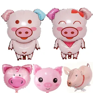 2020 большая голова свиньи фольги ходьба воздушный шар ребенок душ мальчик девочка дети с днем рождения украшение животное гелий воздушный шар Прямая поставка