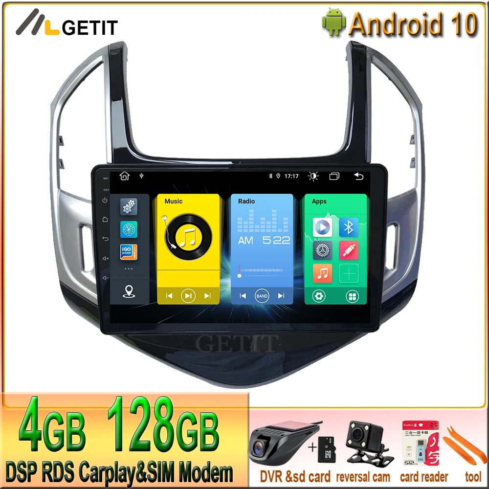 CARPLAY 4G + 128G 9 'ɺndroid 10 автомобильный для Chevrolet Cruze 2013 2014 2015 мультимедийный стерео