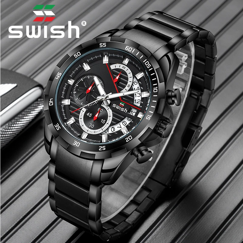 Мужские часы SWISH с браслетом 2020 деловая Дата спортивные кварцевые светящиеся