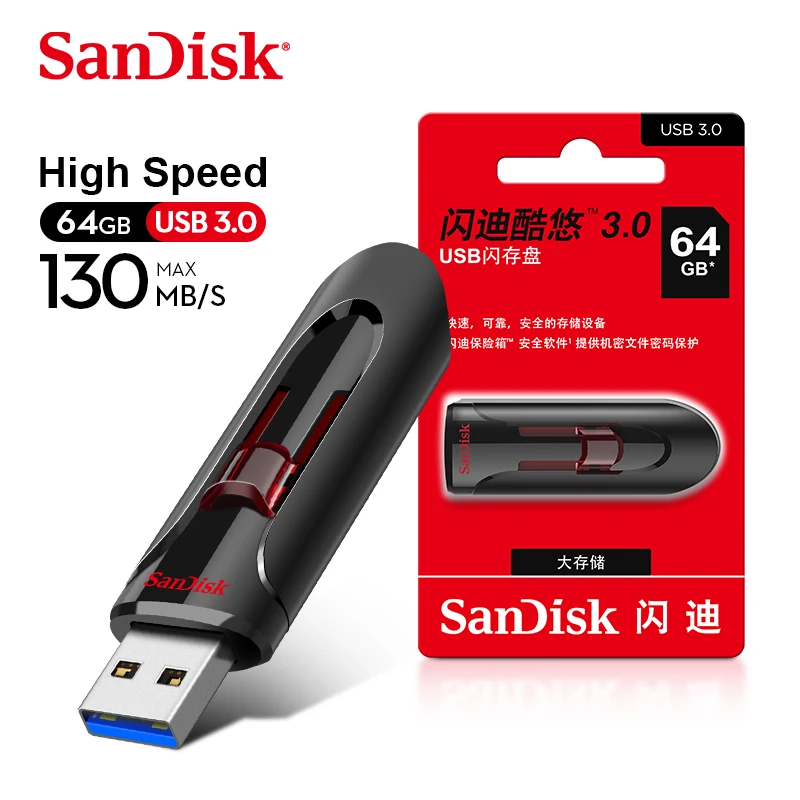

SanDisk Original Cruzer Glide 3.0 USB Flash Drive CZ600 16GB 32GB 64GB 128GB 256GB Memory Stick Pen Drive U Stick Retractable
