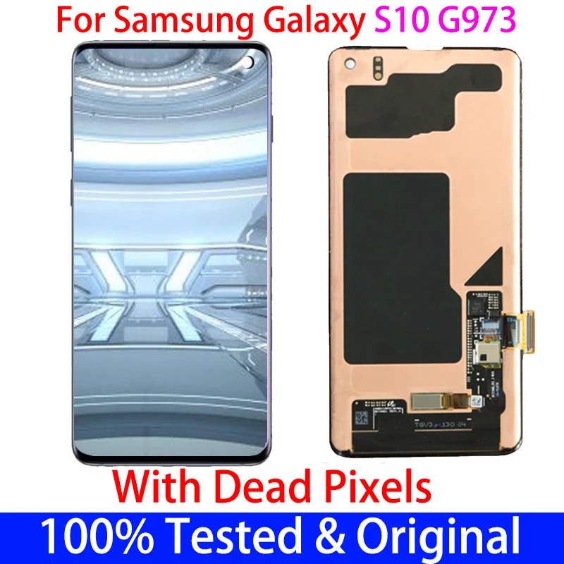 100%Original Super AMOLED LCD For Samsung galaxy S10 G973 G973F Display Touch Screen Digitize With Dead pixels Frame replacement | Мобильные
