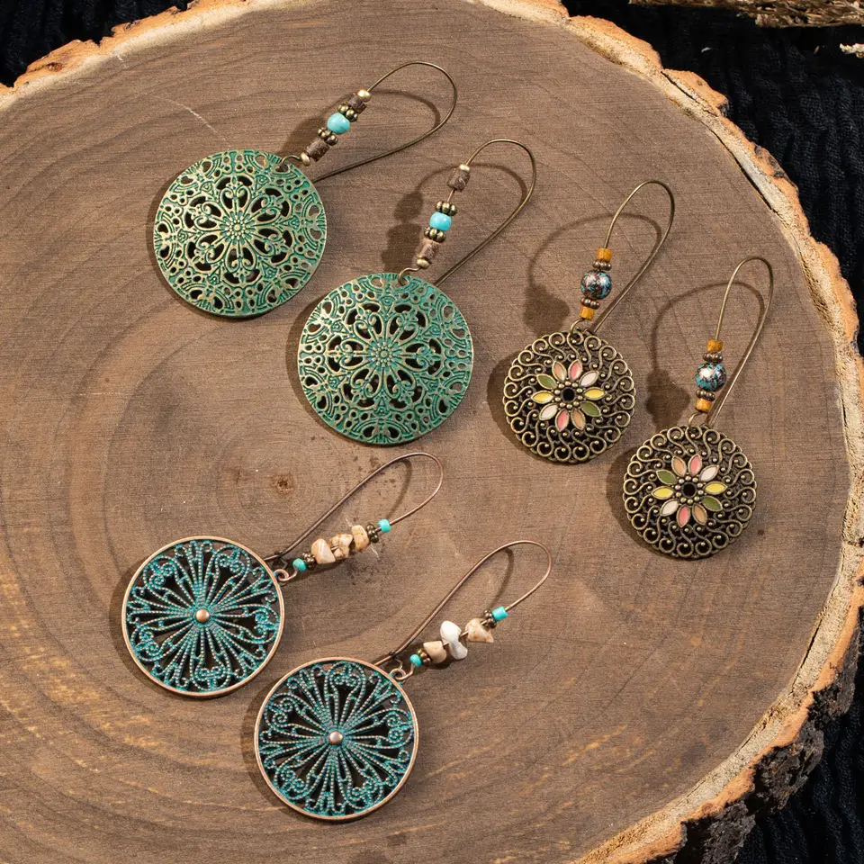 3 пар/компл. Винтаж богемный в этническом стиле серьги с болтающимися частями для