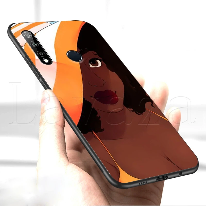 Мягкий силиконовый чехол Lavaza Melanin Poppin Black Queen для Honor Note 6A 7A 7X 8A 8X 8C 9 9X 10 20 20S 9A 10X Y6P Pro