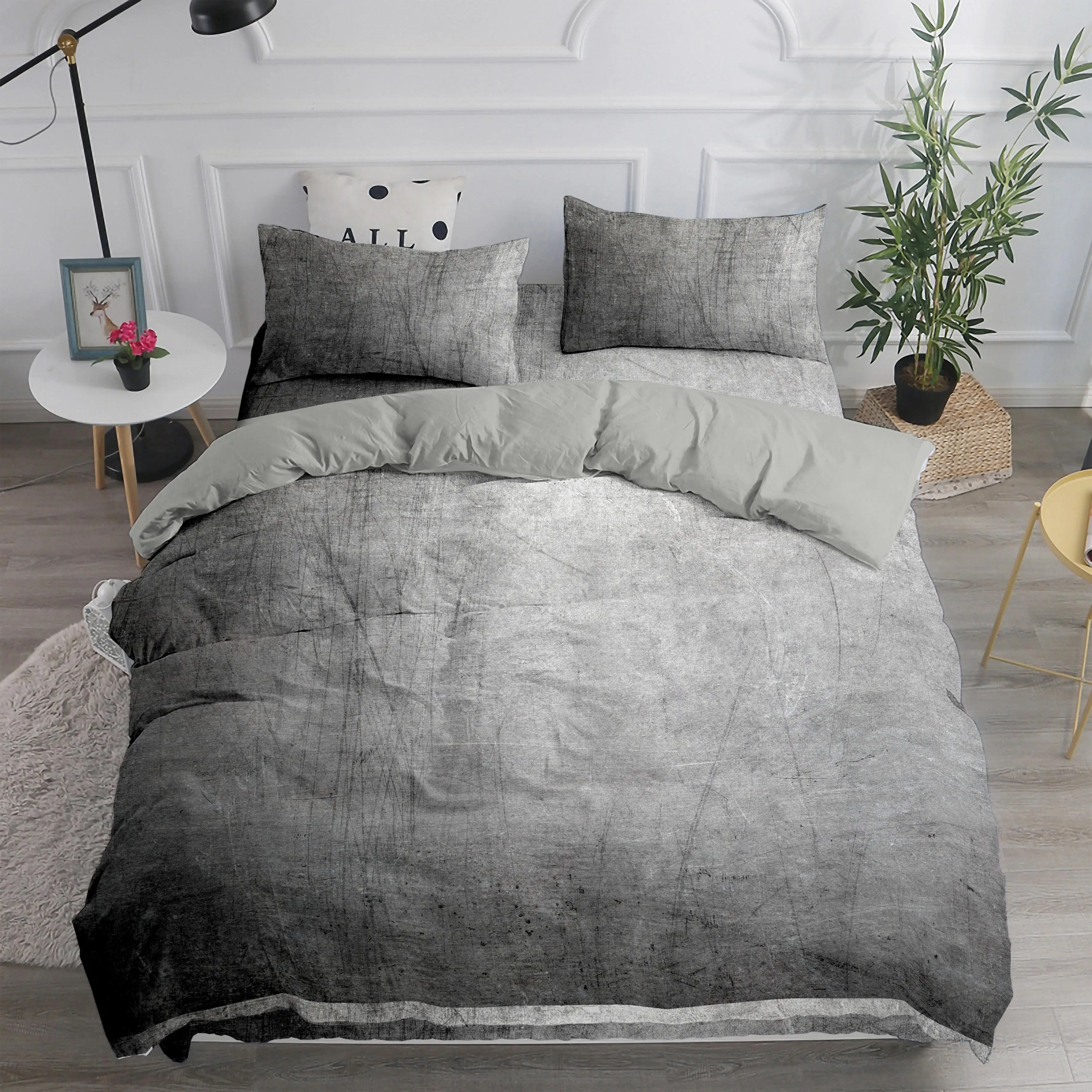 

Nordic Case Gradient Color Stitching Bedding Set Polyester 2/3pcs Duvet Cover Pillowcase 2sp Double Queen Size Bedlines 150x200