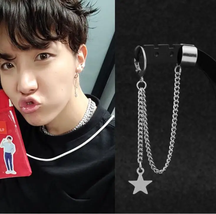 2020 Korean Star chain cool earrings 90s aesthetic Hip Hop Punk Finger Rings For Women Men Egirl Dating Party BFF eboy Jewelry