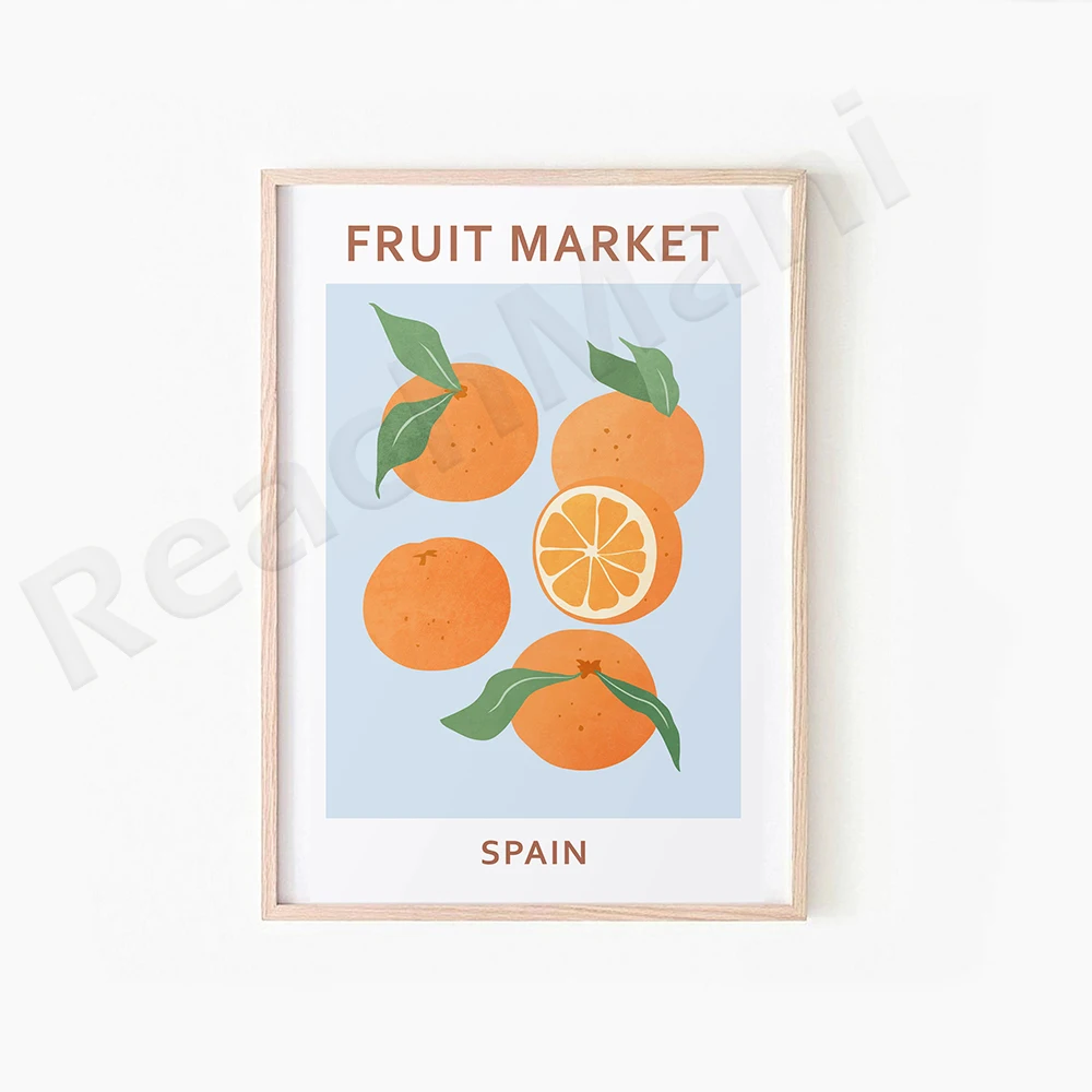 Печать на рынке фруктов цифровое скачивание постеры персика лимона апельсина