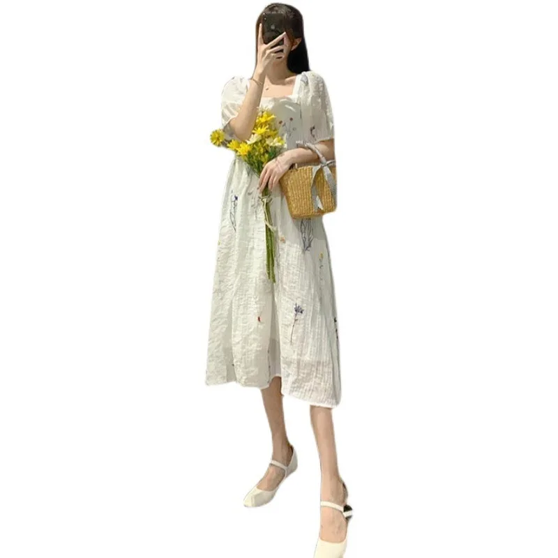 

Summer elegant retro dress female casual beach party one piece short-sleeved floral mid-length dress female bow