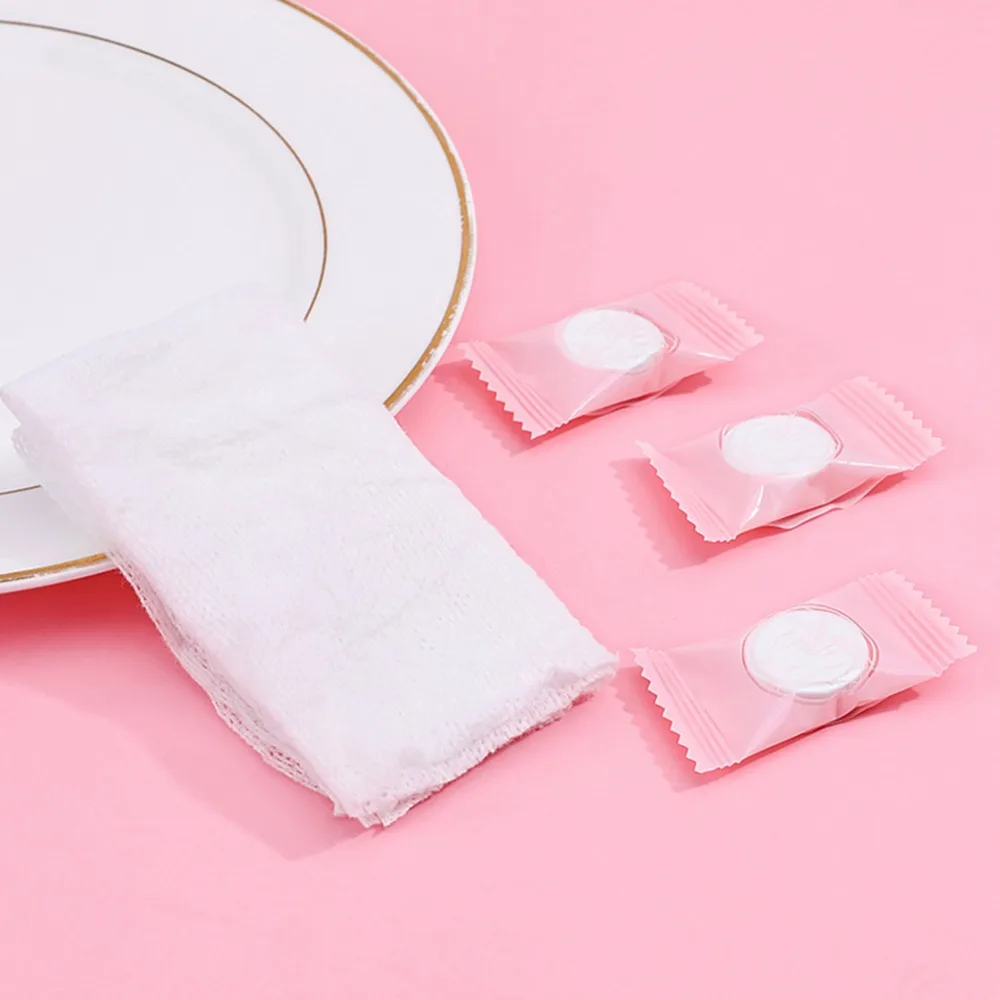 30 шт./лот мини сжатая полотенца с закрученным кружевом одноразовые капсулы