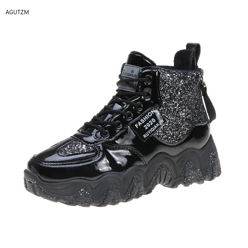 

Woman Shoes Zipper Glitter Shoes Women Casual Boots Platform Red Shining Sneakers Femme Plush Shoes Tenis Zapatillas Muje h112
