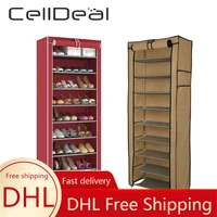 celldeal dust proof portable steel stackable multi tiers storage non woven fabrics cabinet organizer shoes rack shoe storage