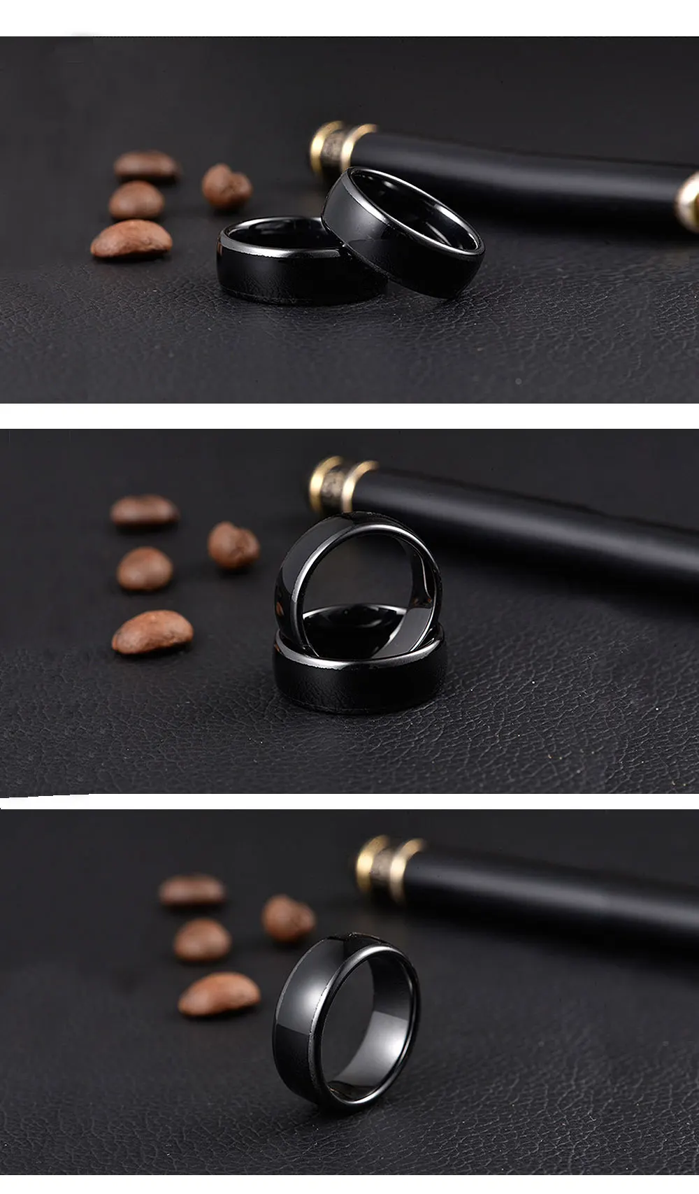 RFID 125KHZ or 13.56MHZ Black Ceramics Smart Finger Ring Wear for Men or Women