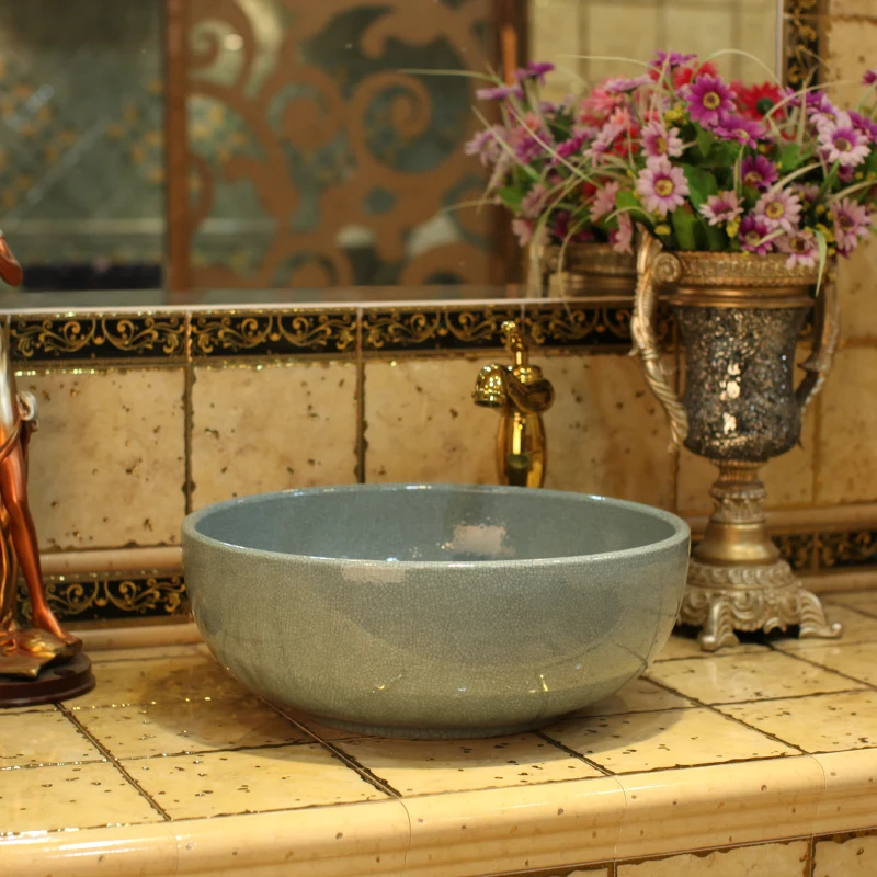

Small Jingdezhen Colorful Crackle Glaze Fashion Porcelain Toilet Wash Bathroom Sink