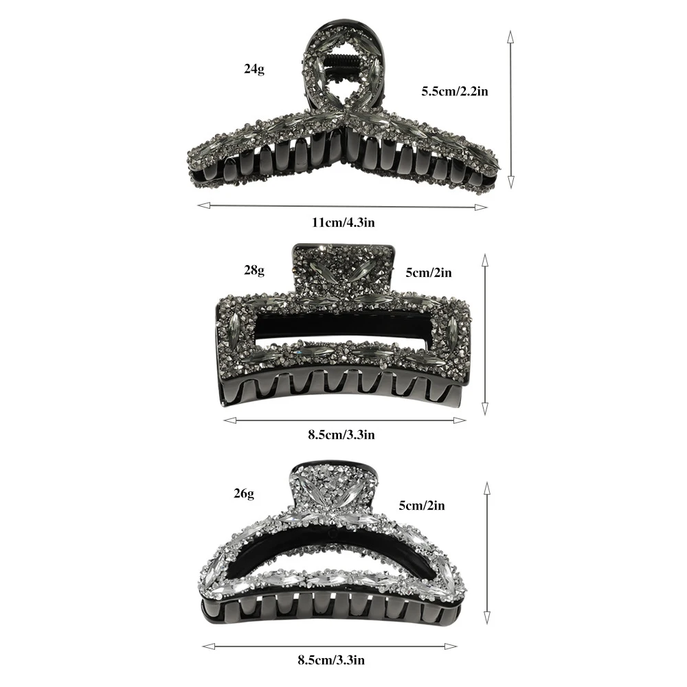 

Full Rhinestone Geometric Hair Claws Clips For Women Girls Crystal Hairclip Metal Hairpins Square Hairpin Hair Accessories