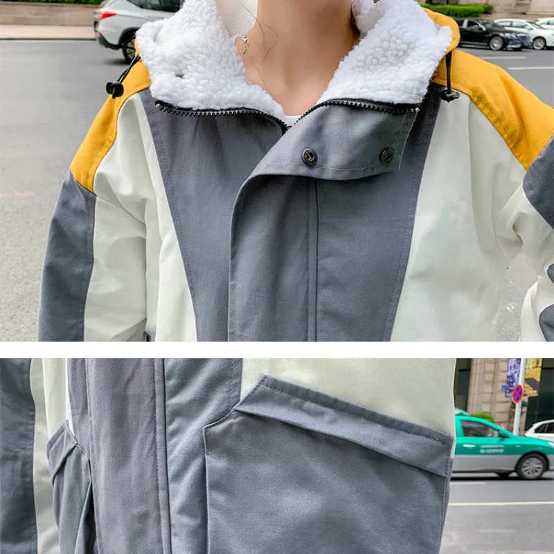 

Autumn and winter new Harajuku style loose student thickened tooling lamb hair plus velvet British style jacket female trend