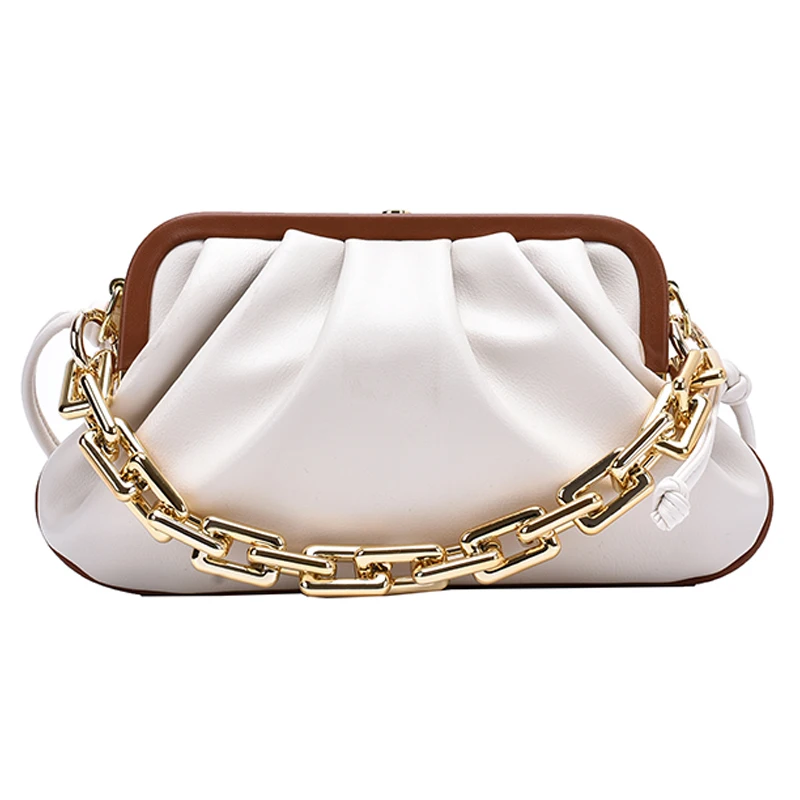 

Solid color Chain Tote Cloud Bag 2020 Fashion New High-quality Leather Women's Designer Handbag Pleated Shoulder Messenger Bag