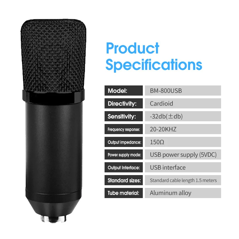 

Professional Condenser USB Microphone PC Laptop Mac Computer Recording Studio Mic for PC Gaming Karaoke Videos BM 700 Microfone