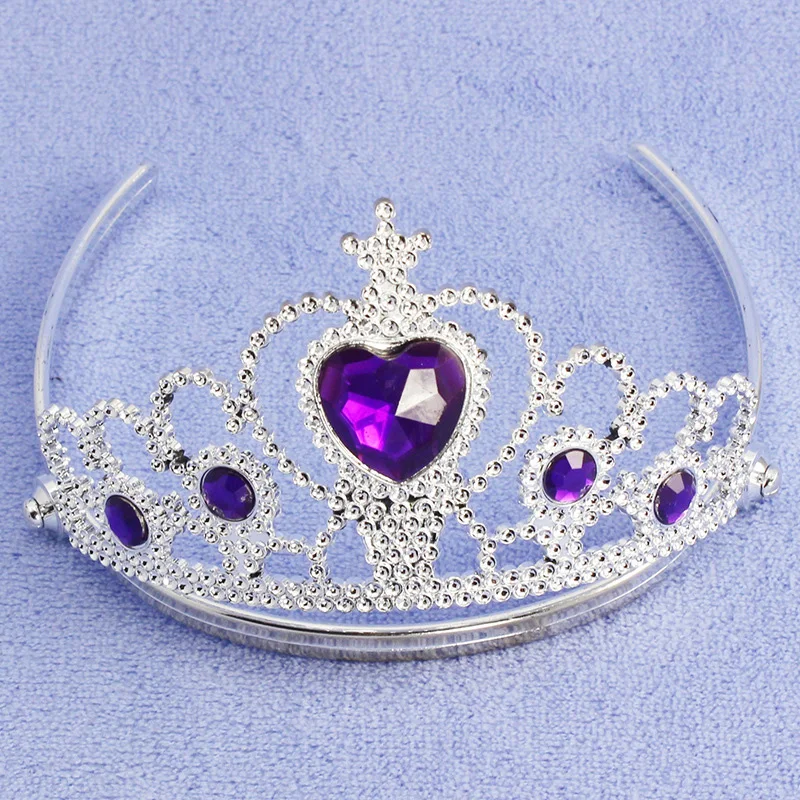 Корона повязка на голову принцесса фиолетовый пластик милые стразы сердце