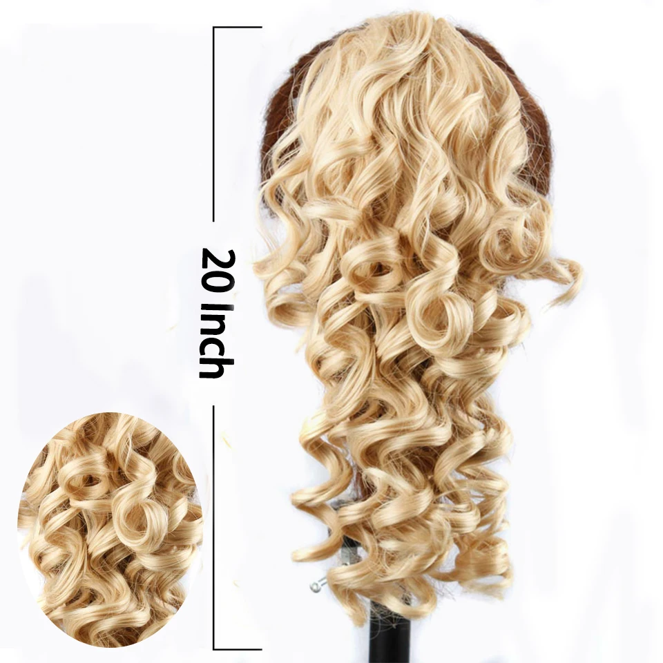 Длинные вьющиеся конский хвост волосы кусок коготь клип в наращивание волос