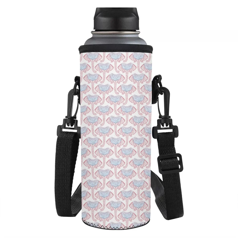 

Elephant Printed Neoprene Water Bottle Carrier Bag Insulated Water Bottle Cover for Stainless Steel/Glass/Plastic Bottles