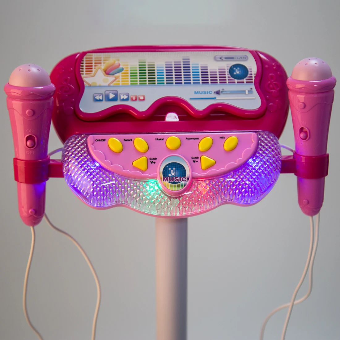 

New Hot Children Karaoke Song Machine Microphone Stand & Lights Toy - Pink