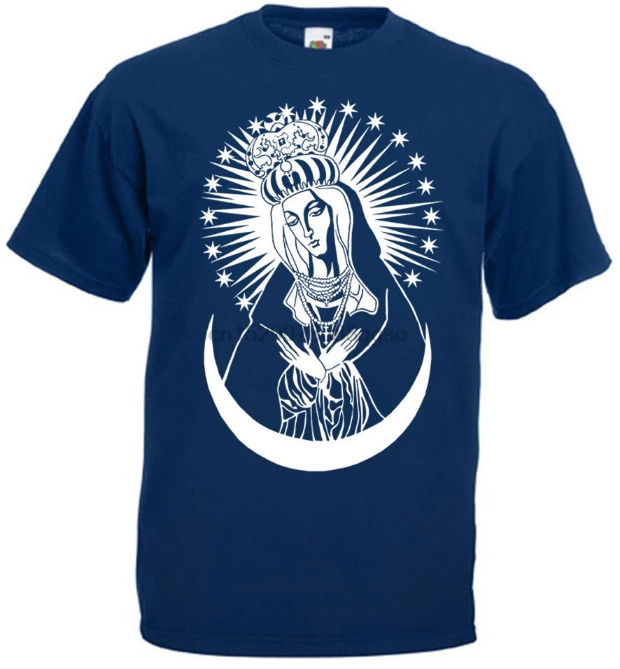 Our Lady of Ostrabrama I Virgin Mary Christian Catholic футболка хлопковая темно-синяя крутая