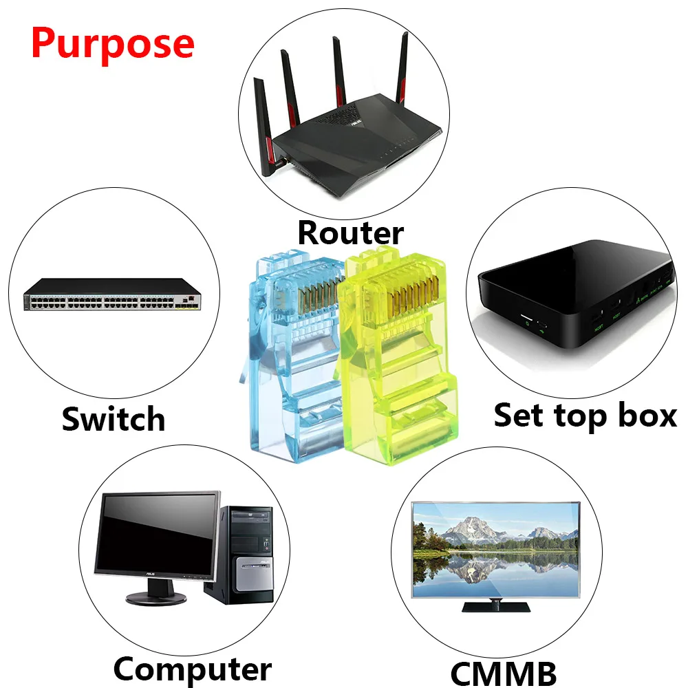 10 шт./пакет высокого качества 8 контактов Позолоченные все медные Ethernet кабельный
