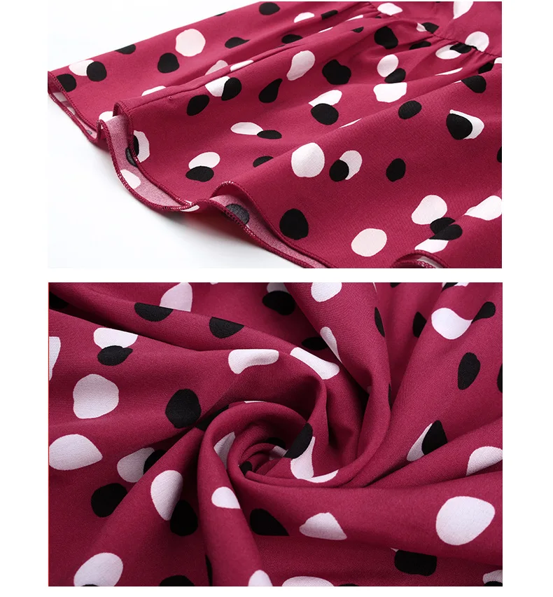

Boho Chic Women's Plus Size Spring and Summer Polka Dot Square Neck Skirt Dress