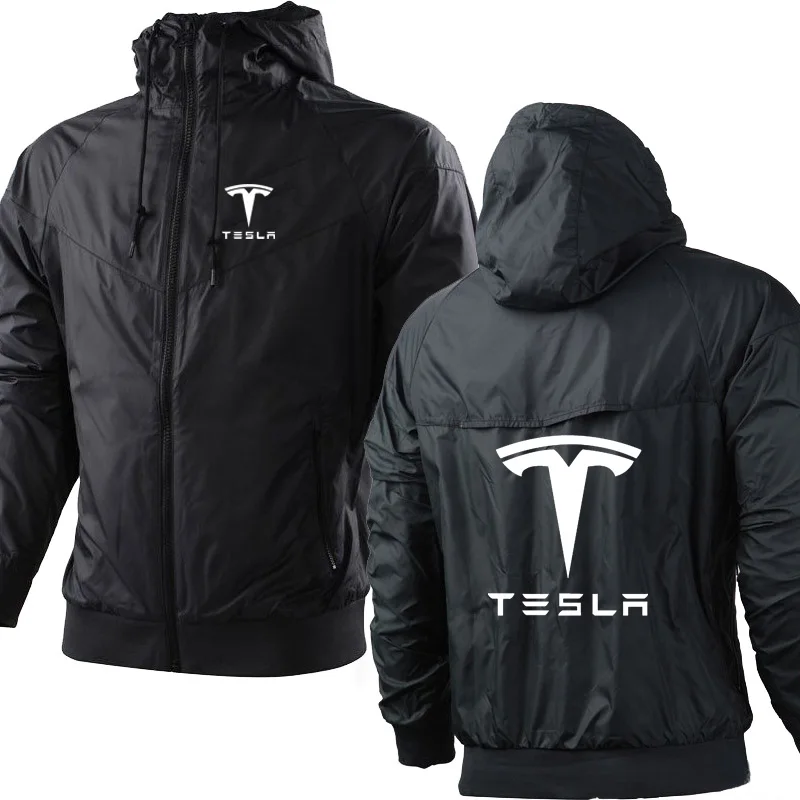 

Unisex Spring Autumn Stitching Men's hoodie Tesla car Logo Printing New Casual Men's zip Sweatshirt Cotton Men's jackets