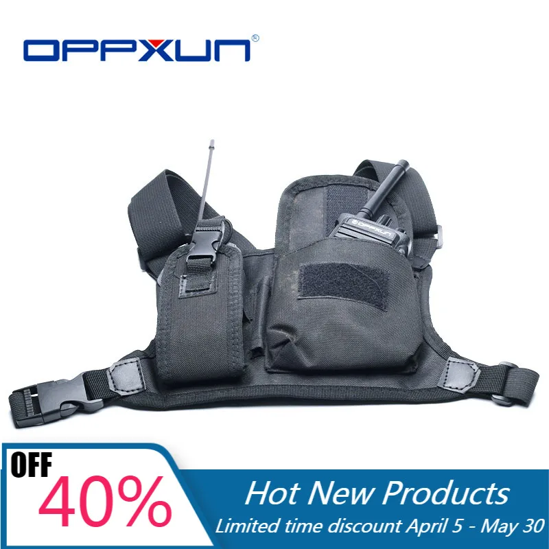 

OPPXUN Harness Chest Front Pack Pouch Holster Carry Bag for Baofeng UV-5R UV-82 UV-9R Plus BF-888S TYT Motorola Walkie Talkie