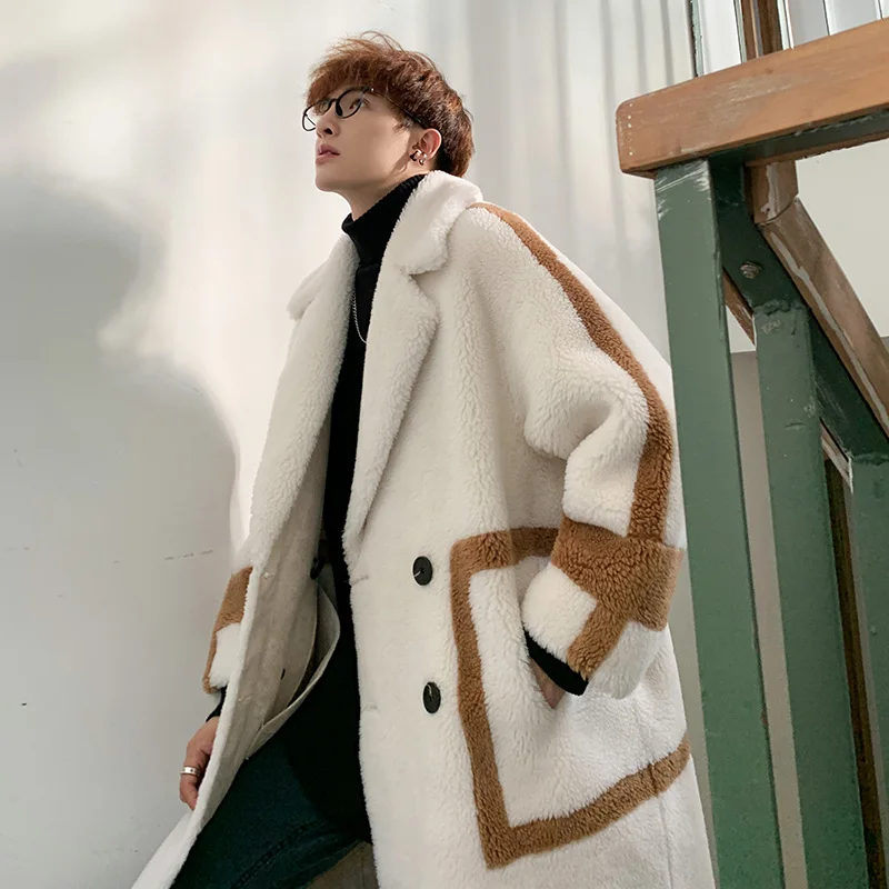 Мужское длинное шерстяное пальто Плюшевые куртки chaqueta cuero hombre мужское зимнее
