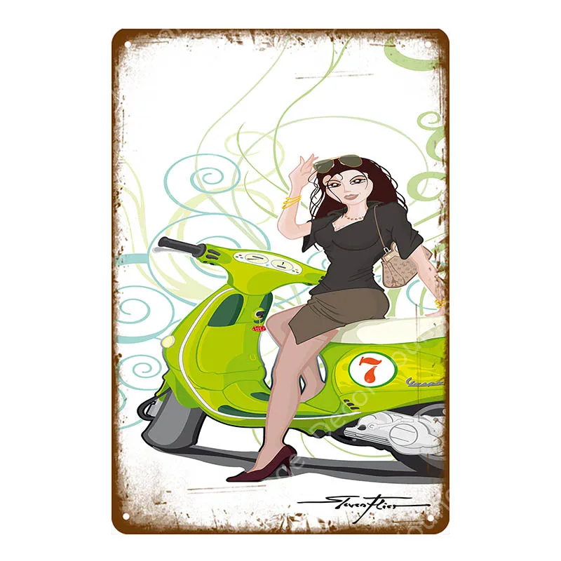 YD7499F Модники, металлические оловянные знаки, итальянские скутеры Lambretta Vespa, винтажная настенная табличка, гаражный магазин, Декор для дома, комнаты, плакат для мотоцикла - Цвет: YD7499F