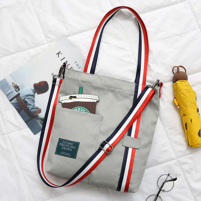 

Woman's Canvas Bags Cloth Shopping Travel Weekend Functional Dual-purpose Shoulder Reusable Eco Bag Girl Big Capacity Book Bag