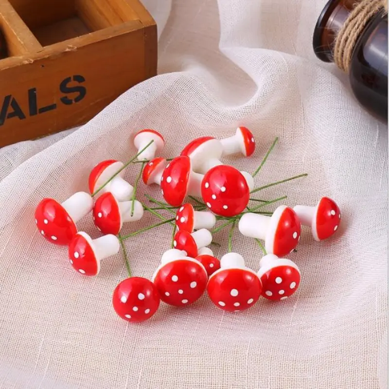 

10Pcs 2cm 2.5cm 3cm Artificial Mini Foam Mushroom Miniatures Fairy Garden Moss Terrarium Crafts Decorations Stakes Craft