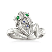 fashion jumping frog exaggerated ring plated green stone animal rings for men women punk party delicate jewelry o4m973