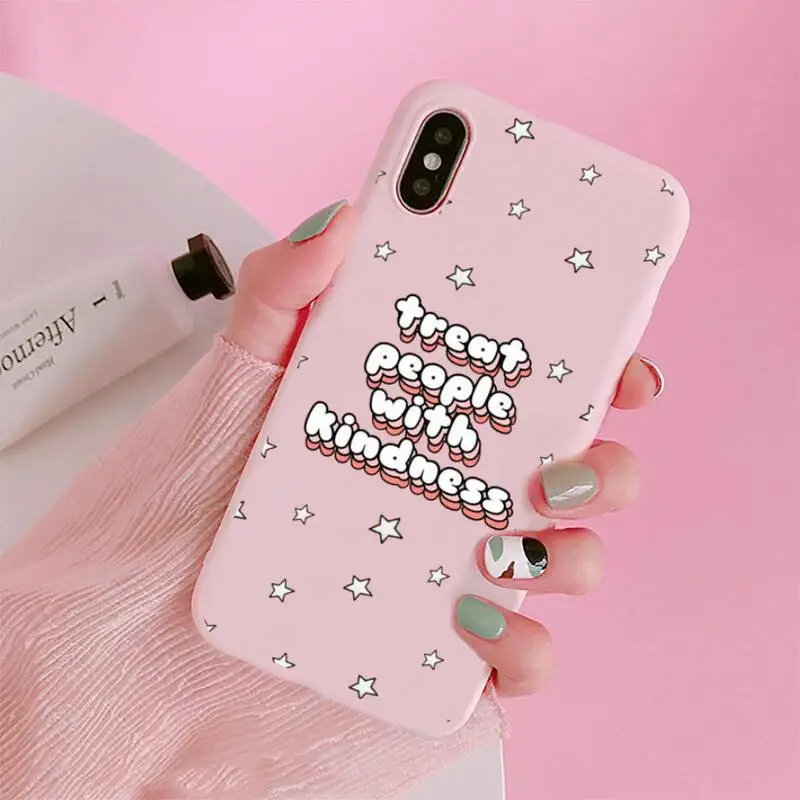 

Harry Styles Treat People With Kindness Phone Case Candy Color Pink for iPhone 11 pro XS MAX 8 7 6 6S Plus X 5S SE 2020 XR