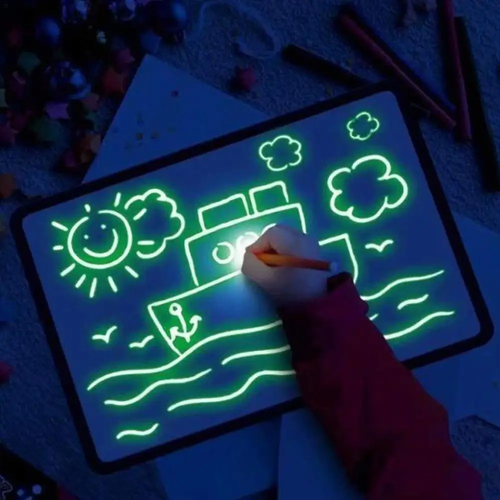 

3D Fluorescent Drawing Board Double Pen English Version Developing Toys And Fun Luminous Writing Children Board Board X1Y9