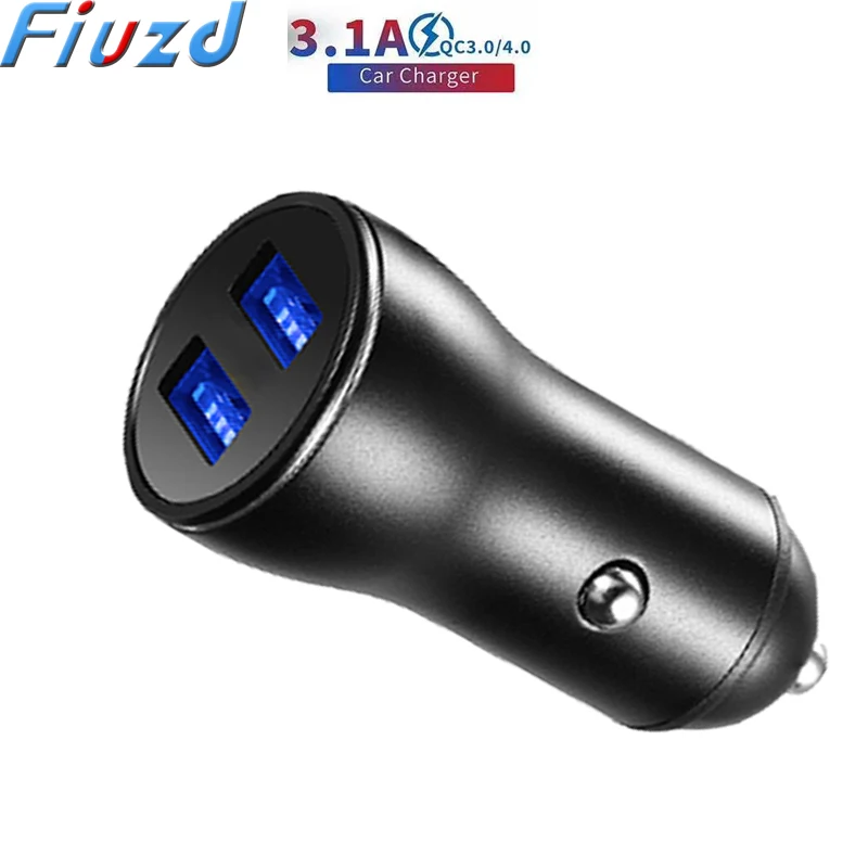 Универсальное металлическое автомобильное зарядное устройство Fiuzd с двумя USB